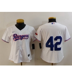 Women Texas Rangers 42 Jackie Robinson White With Patch Stitched Baseball Jersey