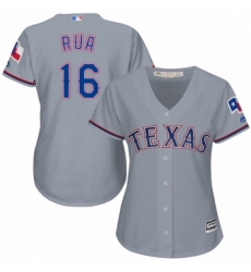 Womens Majestic Texas Rangers 16 Ryan Rua Authentic Grey Road Cool Base MLB Jersey 