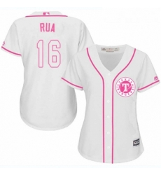 Womens Majestic Texas Rangers 16 Ryan Rua Replica White Fashion Cool Base MLB Jersey 