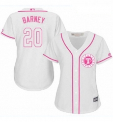 Womens Majestic Texas Rangers 20 Darwin Barney Replica White Fashion Cool Base MLB Jersey 