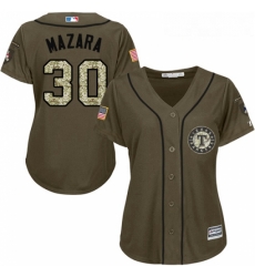 Womens Majestic Texas Rangers 30 Nomar Mazara Authentic Green Salute to Service MLB Jersey