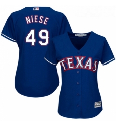 Womens Majestic Texas Rangers 49 Jon Niese Replica Royal Blue Alternate 2 Cool Base MLB Jersey 