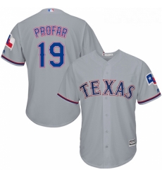 Youth Majestic Texas Rangers 19 Jurickson Profar Replica Grey Road Cool Base MLB Jersey