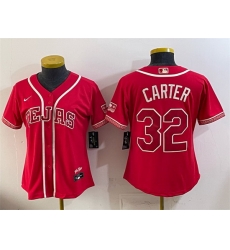 Youth Texas Rangers  32 Evan Carter Red 2026 City Connect Stadium Stitched Baseball Jersey