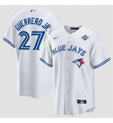 Men Toronto Blue Jays 27 Vladimir Guerrero Jr White 2025 World Series Home Cool Base Stitched Baseball Jersey Men Toronto Blue Jays 27 Vladimir Guerrero Jr White 2025 World Series Home Cool Base Stitched Baseball Jersey