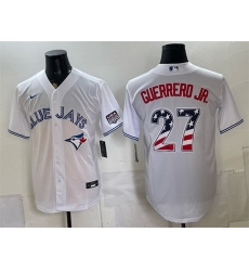 Men Toronto Blue Jays  27 Vladimir Guerrero Jr  White 2026 USA 250 Fourth of July Stitched Baseball Jersey