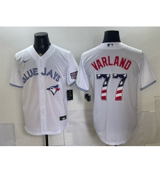 Men Toronto Blue Jays  77 Louis Varland White 2026 USA 250 Fourth of July Stitched Baseball Jersey