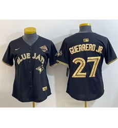 Women Toronto Blue Jays 27 Vladimir Guerrero Jr  Black Gold 2025 American League Champions Limited Stitched Baseball Jersey 