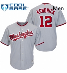 Mens Majestic Washington Nationals 12 Howie Kendrick Replica Grey Road Cool Base MLB Jersey 