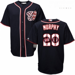 Mens Majestic Washington Nationals 20 Daniel Murphy Authentic Navy Blue Team Logo Fashion Cool Base MLB Jersey