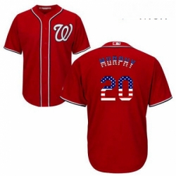 Mens Majestic Washington Nationals 20 Daniel Murphy Authentic Red USA Flag Fashion MLB Jersey