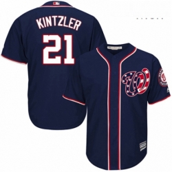 Mens Majestic Washington Nationals 21 Brandon Kintzler Replica Navy Blue Alternate 2 Cool Base MLB Jersey 