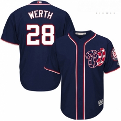 Mens Majestic Washington Nationals 28 Jayson Werth Replica Navy Blue Alternate 2 Cool Base MLB Jersey