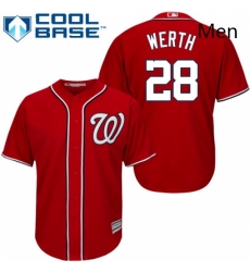 Mens Majestic Washington Nationals 28 Jayson Werth Replica Red Alternate 1 Cool Base MLB Jersey