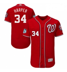 Mens Majestic Washington Nationals 34 Bryce Harper Scarlet 2017 Spring Training Authentic Collection Flex Base MLB Jersey