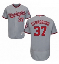 Mens Majestic Washington Nationals 37 Stephen Strasburg Grey Road Flex Base Authentic Collection MLB Jersey