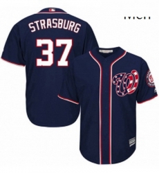 Mens Majestic Washington Nationals 37 Stephen Strasburg Replica Navy Blue Alternate 2 Cool Base MLB Jersey