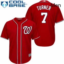 Mens Majestic Washington Nationals 7 Trea Turner Replica Red Alternate 1 Cool Base MLB Jersey