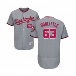 Mens Washington Nationals 63 Sean Doolittle Grey Road Flex Base Authentic Collection Baseball Jersey