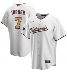 Nationals 7 Trea Turner White Gold Nike 2020 Gold Program Cool Base Jersey