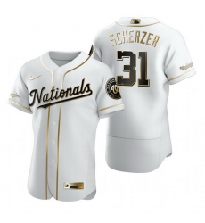 Washington Nationals 31 Max Scherzer White Nike Mens Authentic Golden Edition MLB Jersey