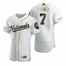 Washington Nationals 7 Trea Turner White Nike Mens Authentic Golden Edition MLB Jersey