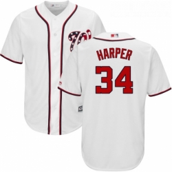 Youth Majestic Washington Nationals 34 Bryce Harper Authentic White Home Cool Base MLB Jersey