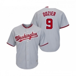 Youth Washington Nationals 9 Brian Dozier Replica Grey Road Cool Base Baseball Jersey 