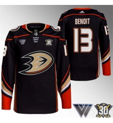 Men Anaheim Ducks 13 Simon Benoit Black 30th Anniversary Stitched Jersey