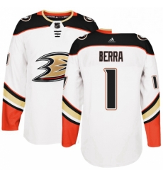 Mens Adidas Anaheim Ducks 1 Reto Berra Authentic White Away NHL Jersey 