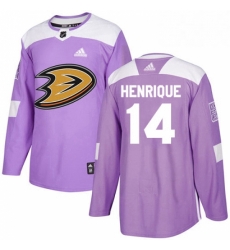 Mens Adidas Anaheim Ducks 14 Adam Henrique Authentic Purple Fights Cancer Practice NHL Jersey 