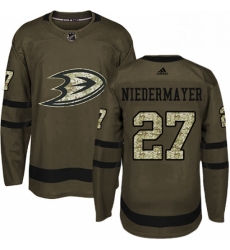 Mens Adidas Anaheim Ducks 27 Scott Niedermayer Authentic Green Salute to Service NHL Jersey 