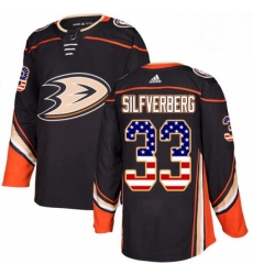 Mens Adidas Anaheim Ducks 33 Jakob Silfverberg Authentic Black USA Flag Fashion NHL Jersey 