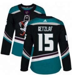 Womens Adidas Anaheim Ducks 15 Ryan Getzlaf Authentic Black Teal Third NHL Jersey 