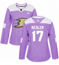 Womens Adidas Anaheim Ducks 17 Ryan Kesler Authentic Purple Fights Cancer Practice NHL Jersey 