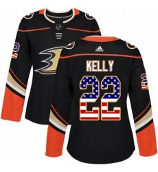 Womens Adidas Anaheim Ducks 22 Chris Kelly Authentic Black USA Flag Fashion NHL Jerse