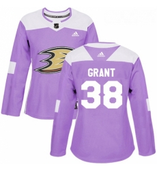 Womens Adidas Anaheim Ducks 38 Derek Grant Authentic Purple Fights Cancer Practice NHL Jersey 