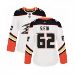 Womens Adidas Anaheim Ducks 62 Andrej Sustr Authentic White Away NHL Jersey 