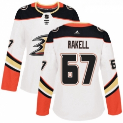 Womens Adidas Anaheim Ducks 67 Rickard Rakell Authentic White Away NHL Jersey 