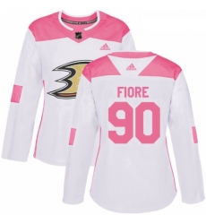 Womens Adidas Anaheim Ducks 90 Giovanni Fiore Authentic WhitePink Fashion NHL Jersey 