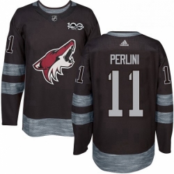 Mens Adidas Arizona Coyotes 11 Brendan Perlini Authentic Black 1917 2017 100th Anniversary NHL Jersey 