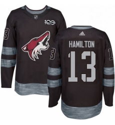 Mens Adidas Arizona Coyotes 13 Freddie Hamilton Authentic Black 1917 2017 100th Anniversary NHL Jersey 