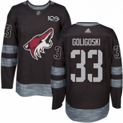 Mens Adidas Arizona Coyotes 33 Alex Goligoski Authentic Black 1917 2017 100th Anniversary NHL Jersey 