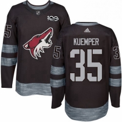 Mens Adidas Arizona Coyotes 35 Darcy Kuemper Authentic Black 1917 2017 100th Anniversary NHL Jersey 