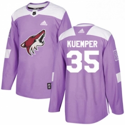 Mens Adidas Arizona Coyotes 35 Darcy Kuemper Authentic Purple Fights Cancer Practice NHL Jersey 