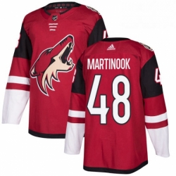 Mens Adidas Arizona Coyotes 48 Jordan Martinook Authentic Burgundy Red Home NHL Jersey 