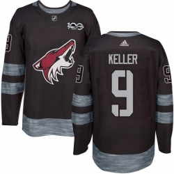 Mens Adidas Arizona Coyotes 9 Clayton Keller Authentic Black 1917 2017 100th Anniversary NHL Jersey 