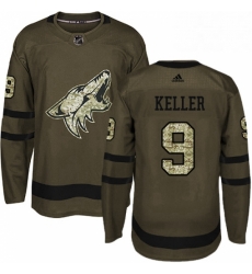 Mens Adidas Arizona Coyotes 9 Clayton Keller Premier Green Salute to Service NHL Jersey 