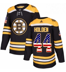 Mens Adidas Boston Bruins 44 Nick Holden Authentic Black USA Flag Fashion NHL Jersey 