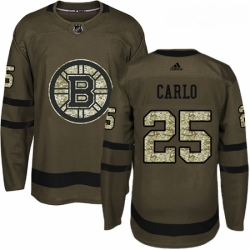 Youth Adidas Boston Bruins 25 Brandon Carlo Authentic Green Salute to Service NHL Jersey 